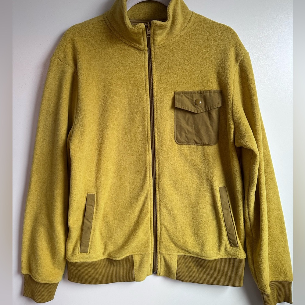 Old Navy Men's Vintage-Inspired Fleece Jacket Size M Mustard Yellow Retro